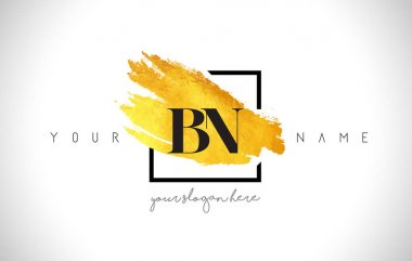 Bn altın harf Logo tasarımı yaratıcı altın fırça darbesiyle