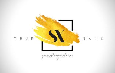 SX altın harf Logo tasarımı yaratıcı altın fırça darbesiyle