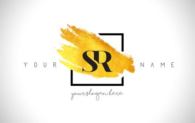SR altın harf Logo tasarımı yaratıcı altın fırça darbesiyle