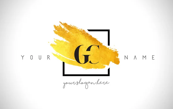 GC Golden brev Logotypdesign med kreativa guld penseldrag — Stock vektor