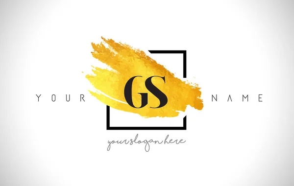 GS Golden brief Logo Design met creatieve gouden penseelstreek — Stockvector