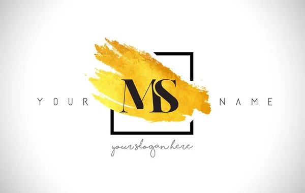 MS Golden Letter Logo Design avec pinceau créatif en or — Image vectorielle