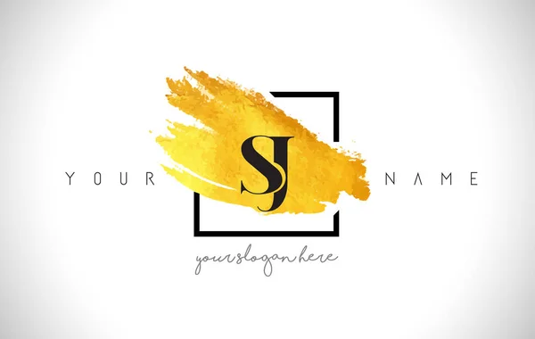 SJ Golden dopis Logo Design s kreativní zlatou tahu — Stockový vektor