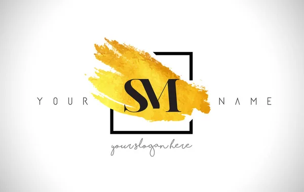 SM Golden Letter Logo suunnittelu Creative Gold Brush Stroke — vektorikuva