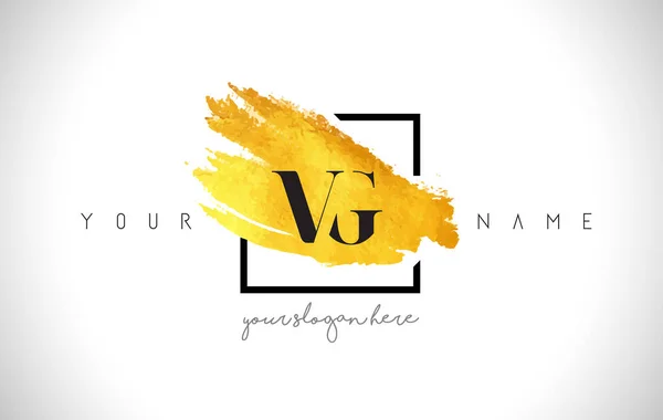 Conception de logo de lettre d'or de VG avec l'AVC créatif de brosse d'or — Image vectorielle