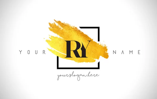 Ry χρυσή Σχεδιασμός λογότυπου επιστολή με δημιουργική πινελιά χρυσού — Διανυσματικό Αρχείο