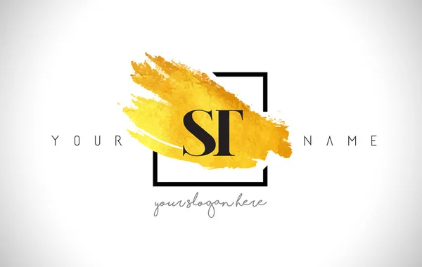 St altın harf Logo tasarımı yaratıcı altın fırça darbesiyle — Stok Vektör