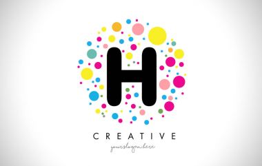 H kabarcık nokta harf Logo tasarımı yaratıcı renkli baloncuklar ile.