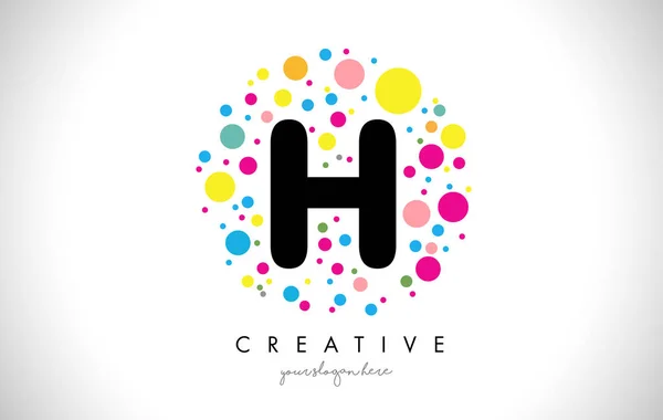 H Bubble Dots Letter Дизайн логотипу з творчими барвистими бульбашками . — стоковий вектор