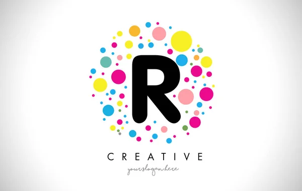 R Bubble Dots Letter Logo Design with Creative Colorful Bubbles. — Stock Vector