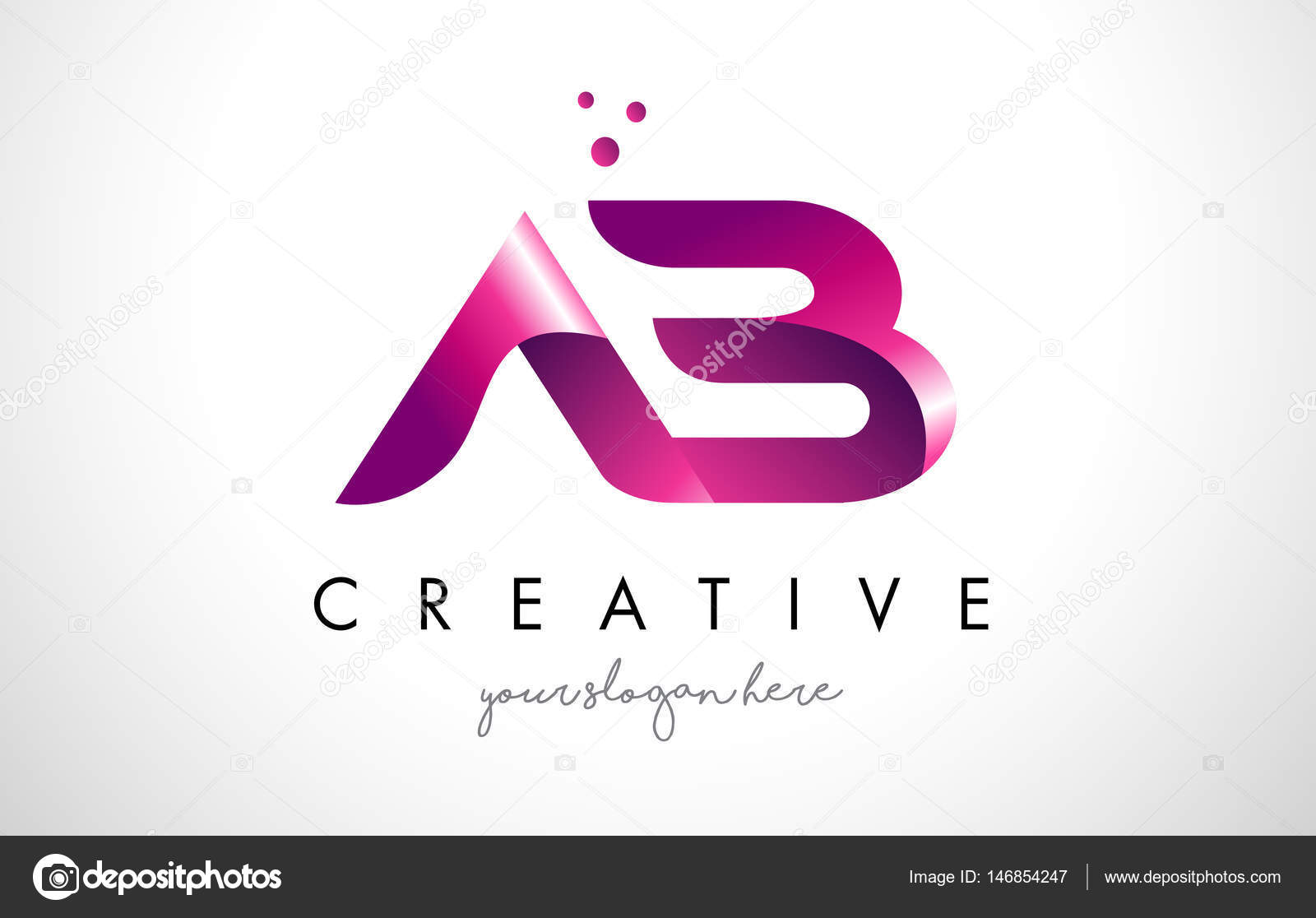 Diseño de logotipo letra AB con colores morados y puntos Diseño de logotipo letra AB con colores morados y puntos