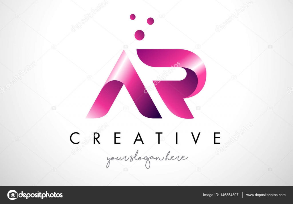 AR Letter Logo Design with Purple Colors and Dots Stock Vector Image by
