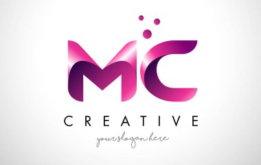 MC Letter Logo Design with Purple Colors and Dots clipart