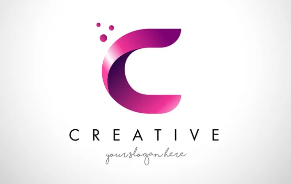 C brev Logotypdesign med lila färger och prickar — Stock vektor