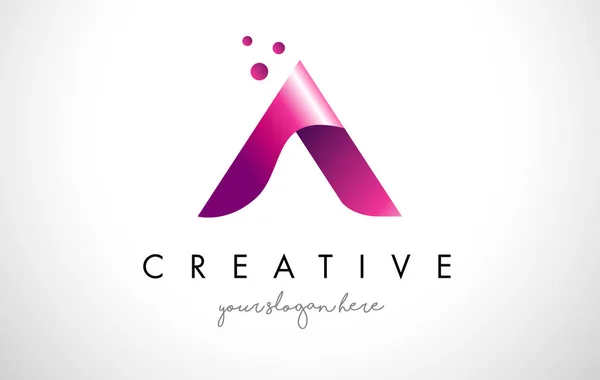 Una lettera Logo Design con colori viola e punti — Vettoriale Stock
