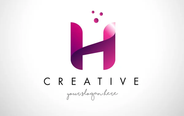 H Lettre Logo Design avec des couleurs violettes et des points — Image vectorielle