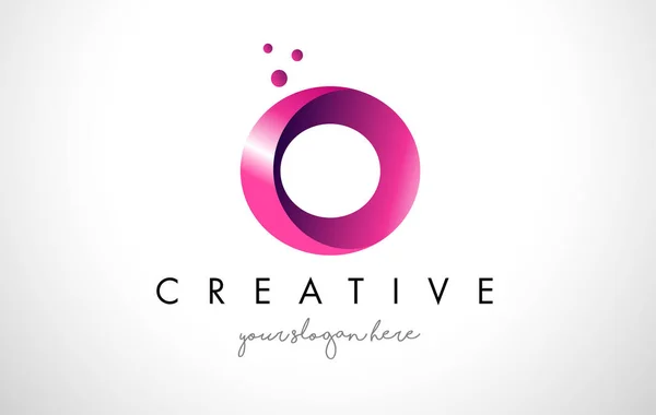 O Lettre Logo Design avec des couleurs violettes et des points — Image vectorielle