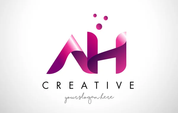 AH Carta Logo Design com cores roxas e pontos — Vetor de Stock