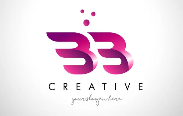 BB Lettre Logo Design avec des couleurs violettes et des points — Image vectorielle