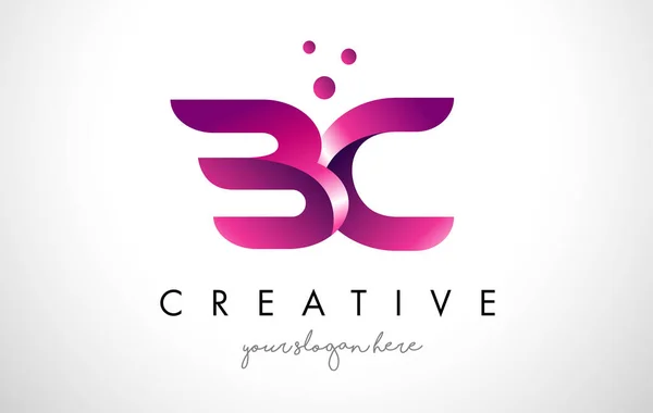 BC Carta Logo Design com cores roxas e pontos — Vetor de Stock