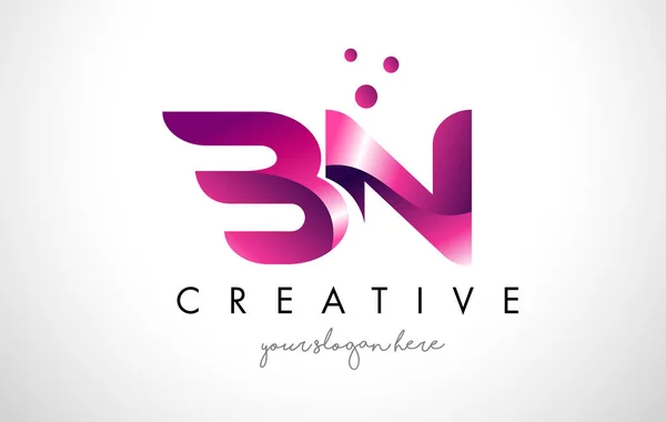 BN Letter Logo Design with Purple Colors and Dots — Stock Vector