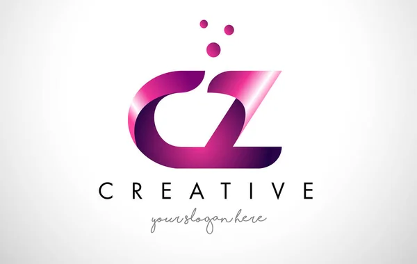 CZ Lettre Logo Design avec des couleurs violettes et des points — Image vectorielle