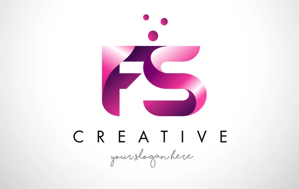 FS Letter Logo Design with Purple Colors and Dots — Stock Vector