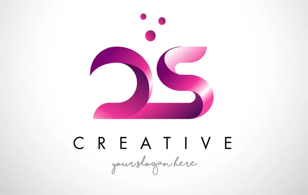 Ds Brief Logo-Design mit lila Farben und Punkten — Stockvektor