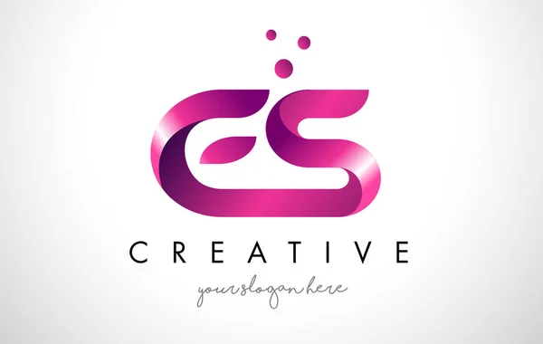 ES brev Logotypdesign med lila färger och prickar — Stock vektor