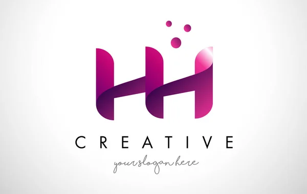HH Carta Logo Design com cores roxas e pontos — Vetor de Stock