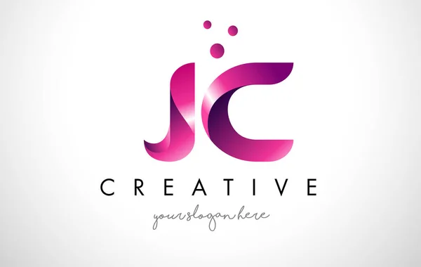 JC Lettre Logo Design avec des couleurs violettes et des points — Image vectorielle