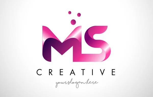 Ms Brief Logo Design mit lila Farben und Punkten — Stockvektor