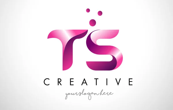 Diseño del logotipo de la letra TS con colores y puntos púrpura — Archivo Imágenes Vectoriales