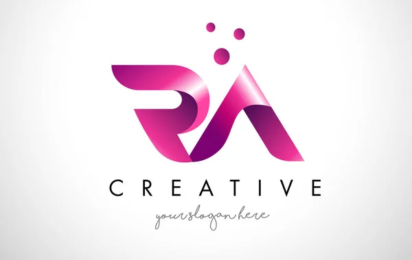RA Carta Logo Design com cores roxas e pontos —  Vetores de Stock