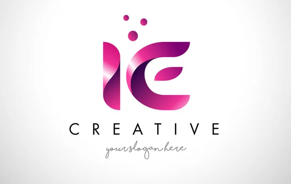 IE Lettre Logo Design avec des couleurs violettes et des points — Image vectorielle