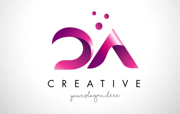 Da brev Logotypdesign med lila färger och prickar — Stock vektor