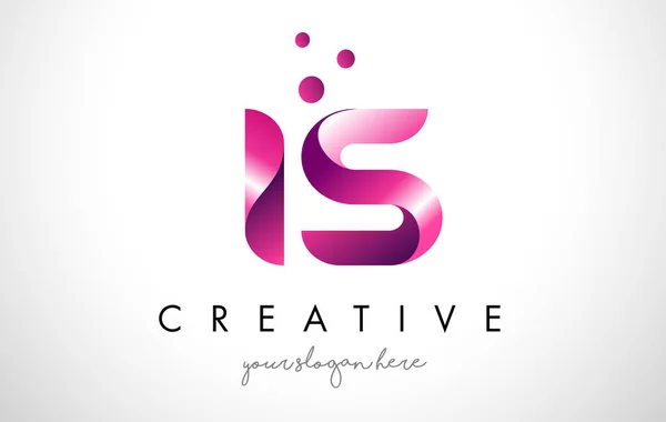 IS Lettre Logo Design avec des couleurs violettes et des points — Image vectorielle