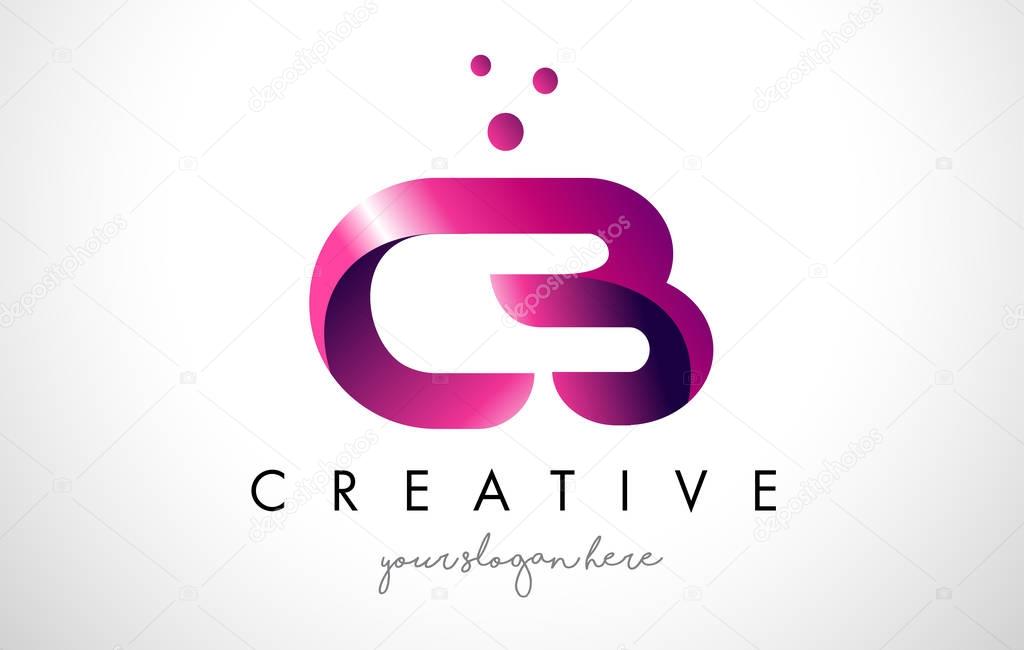 CB Letter Logo Design Template with Purple Colors and Dots