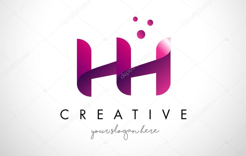 HH Letter Logo Design with Purple Colors and Dots