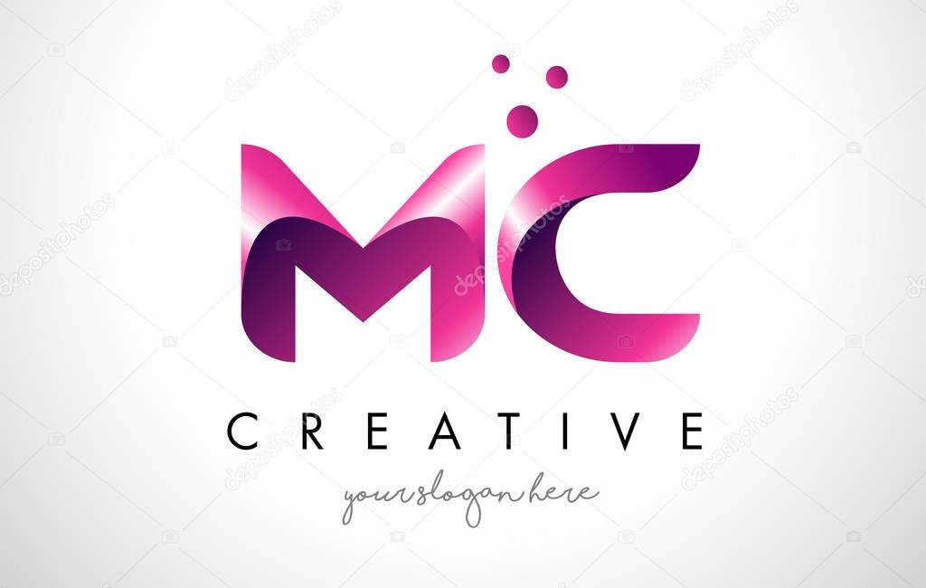 MC Letter Logo Design with Purple Colors and Dots