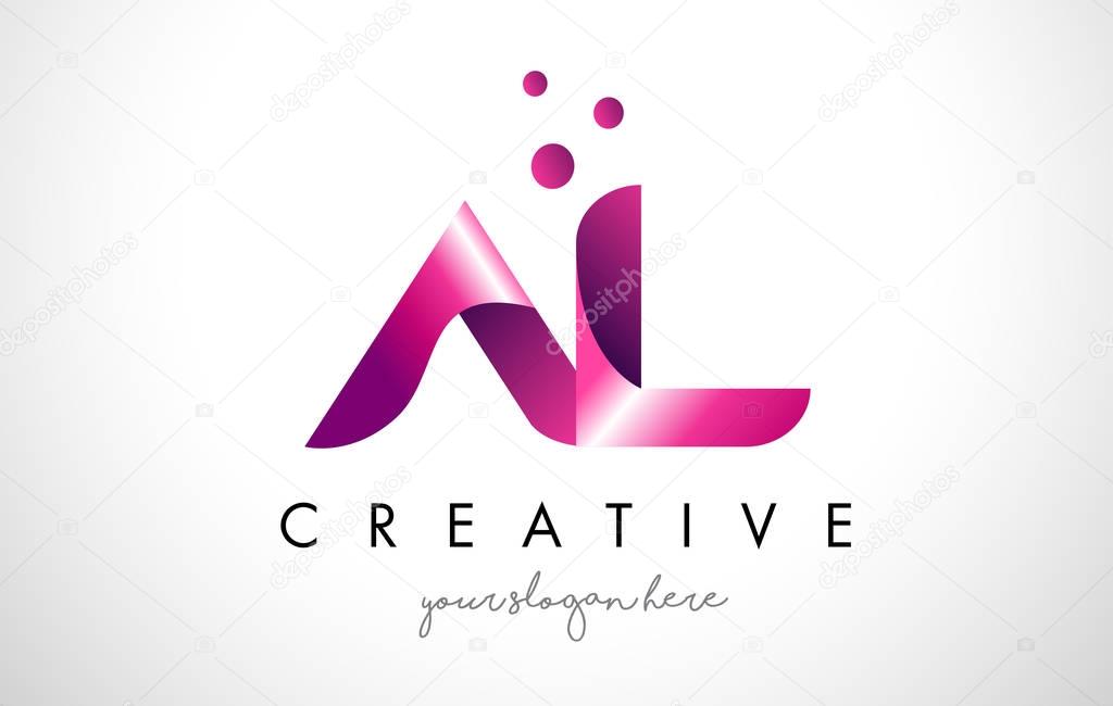 AL Letter Logo Design Template with Purple Colors and Dots