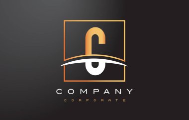 C altın harf Logo tasarımı ile altın Meydanı ve Swoosh.