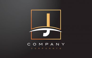 J altın harf Logo tasarımı ile altın Meydanı ve Swoosh.