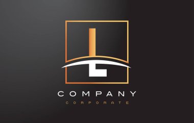 L altın harf Logo tasarımı ile altın Meydanı ve Swoosh.