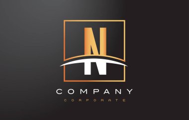 N altın harf Logo tasarımı ile altın Meydanı ve Swoosh.
