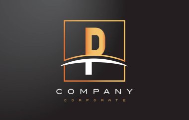 P altın harf Logo tasarımı ile altın Meydanı ve Swoosh.