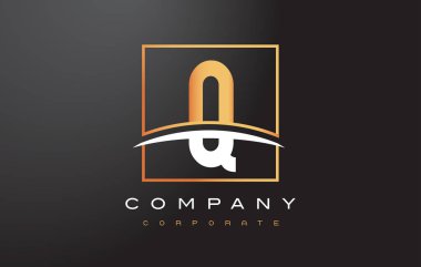Q altın harf Logo tasarımı ile altın Meydanı ve Swoosh.
