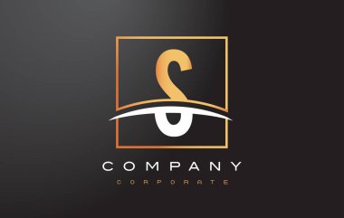 S altın harf Logo tasarımı ile altın Meydanı ve Swoosh.