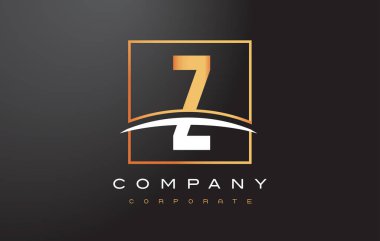 Z altın harf Logo tasarımı ile altın Meydanı ve Swoosh.