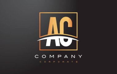 AC A C altın harf Logo tasarımı ile altın Meydanı ve Swoosh.